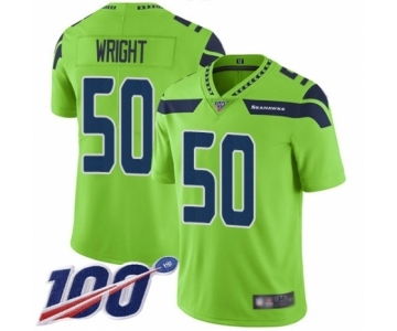 Men's Seattle Seahawks #50 K.J. Wright Limited Green Rush Vapor Untouchable 100th Season Football Jersey