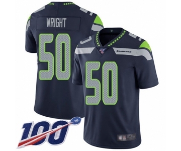 Men's Seattle Seahawks #50 K.J. Wright Navy Blue Team Color Vapor Untouchable Limited Player 100th Season Football Jersey