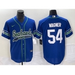 Men's Seattle Seahawks #54 Bobby Wagner Blue With Patch Cool Base Stitched Baseball Jersey