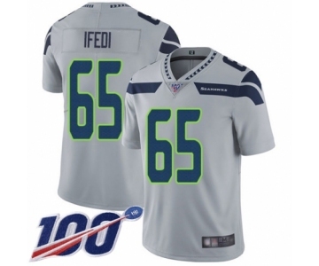 Men's Seattle Seahawks #65 Germain Ifedi Grey Alternate Vapor Untouchable Limited Player 100th Season Football Jersey