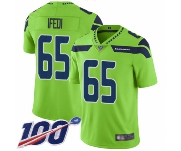 Men's Seattle Seahawks #65 Germain Ifedi Limited Green Rush Vapor Untouchable 100th Season Football Jersey