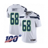 Men's Seattle Seahawks #68 Justin Britt White Vapor Untouchable Limited Player 100th Season Football Jersey