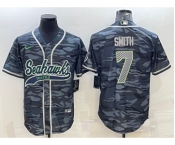 Men's Seattle Seahawks #7 Geno Smith Grey Camo With Patch Cool Base Stitched Baseball Jersey