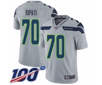 Men's Seattle Seahawks #70 Mike Iupati Grey Alternate Vapor Untouchable Limited Player 100th Season Football Jersey