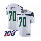 Men's Seattle Seahawks #70 Mike Iupati White Vapor Untouchable Limited Player 100th Season Football Jersey