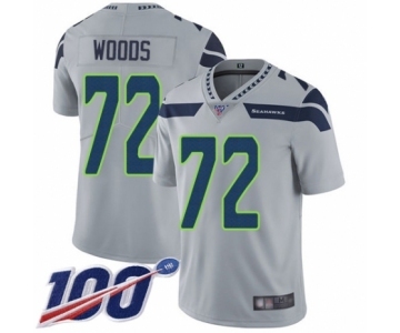 Men's Seattle Seahawks #72 Al Woods Grey Alternate Vapor Untouchable Limited Player 100th Season Football Jersey