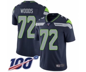 Men's Seattle Seahawks #72 Al Woods Navy Blue Team Color Vapor Untouchable Limited Player 100th Season Football Jersey