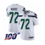 Men's Seattle Seahawks #72 Al Woods White Vapor Untouchable Limited Player 100th Season Football Jersey