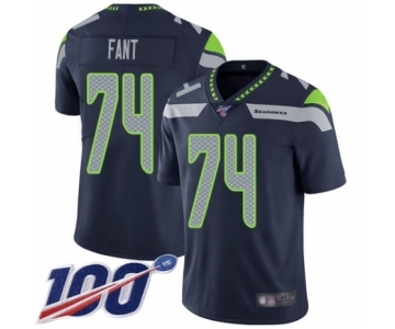 Men's Seattle Seahawks #74 George Fant Navy Blue Team Color Vapor Untouchable Limited Player 100th Season Football Jersey