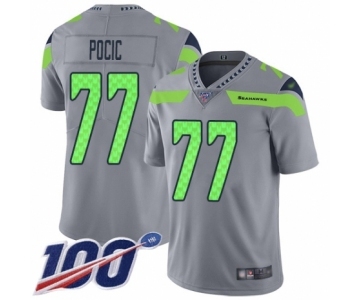 Men's Seattle Seahawks #77 Ethan Pocic Limited Silver Inverted Legend 100th Season Football Jersey