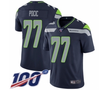 Men's Seattle Seahawks #77 Ethan Pocic Navy Blue Team Color Vapor Untouchable Limited Player 100th Season Football Jersey