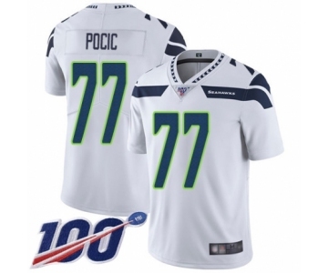 Men's Seattle Seahawks #77 Ethan Pocic White Vapor Untouchable Limited Player 100th Season Football Jersey