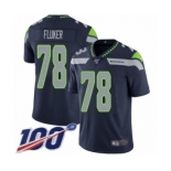 Men's Seattle Seahawks #78 D.J. Fluker Navy Blue Team Color Vapor Untouchable Limited Player 100th Season Football Jersey