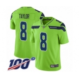 Men's Seattle Seahawks #8 Jamar Taylor Limited Green Rush Vapor Untouchable 100th Season Football Jersey