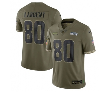 Men's Seattle Seahawks #80 Steve Largent 2022 Olive Salute To Service Limited Stitched Jersey