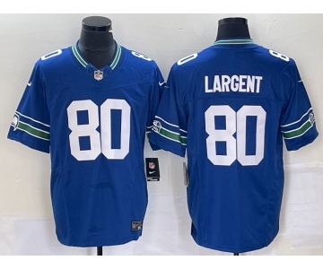 Men's Seattle Seahawks #80 Steve Largent Blue 2023 FUSE Vapor Limited Throwback Stitched Jersey