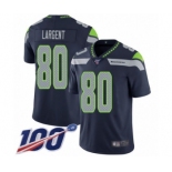 Men's Seattle Seahawks #80 Steve Largent Navy Blue Team Color Vapor Untouchable Limited Player 100th Season Football Jersey