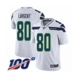 Men's Seattle Seahawks #80 Steve Largent White Vapor Untouchable Limited Player 100th Season Football Jersey