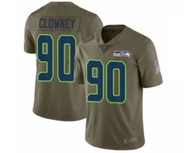 Men's Seattle Seahawks #90 Jadeveon Clowney Limited Olive 2017 Salute to Service Football Jersey