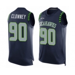 Men's Seattle Seahawks #90 Jadeveon Clowney Limited Steel Blue Player Name & Number Tank Top Football Jersey