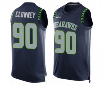 Men's Seattle Seahawks #90 Jadeveon Clowney Limited Steel Blue Player Name & Number Tank Top Football Jersey