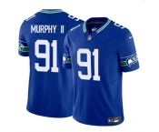 Men's Seattle Seahawks #91 Byron Murphy II Royal 2024 Draft F.U.S.E Throwback Vapor Limited Football Stitched Jersey