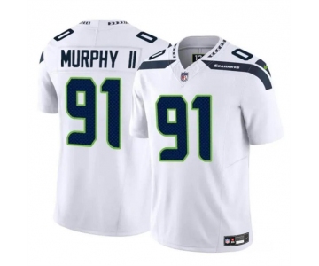 Men's Seattle Seahawks #91 Byron Murphy II White 2024 Draft F.U.S.E Vapor Limited Football Stitched Jersey