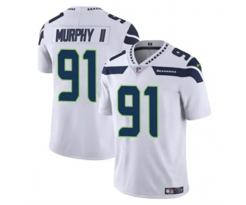 Men's Seattle Seahawks #91 Byron Murphy II White 2024 Draft Vapor Limited Football Stitched Jersey