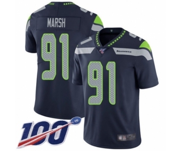 Men's Seattle Seahawks #91 Cassius Marsh Navy Blue Team Color Vapor Untouchable Limited Player 100th Season Football Jersey