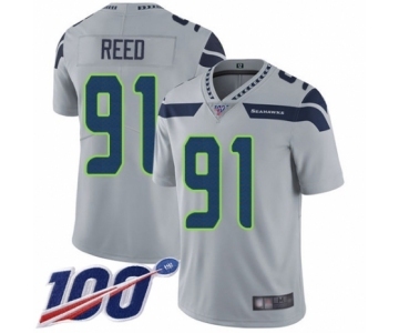 Men's Seattle Seahawks #91 Jarran Reed Grey Alternate Vapor Untouchable Limited Player 100th Season Football Jersey