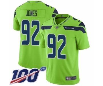 Men's Seattle Seahawks #92 Nazair Jones Limited Green Rush Vapor Untouchable 100th Season Football Jersey