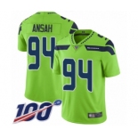 Men's Seattle Seahawks #94 Ezekiel Ansah Limited Green Rush Vapor Untouchable 100th Season Football Jersey