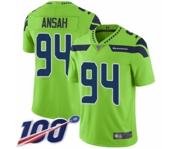 Men's Seattle Seahawks #94 Ezekiel Ansah Limited Green Rush Vapor Untouchable 100th Season Football Jersey