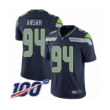 Men's Seattle Seahawks #94 Ezekiel Ansah Navy Blue Team Color Vapor Untouchable Limited Player 100th Season Football Jersey