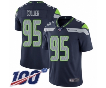 Men's Seattle Seahawks #95 L.J. Collier Navy Blue Team Color Vapor Untouchable Limited Player 100th Season Football Jersey