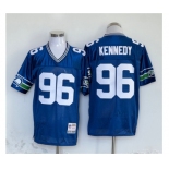 Men's Seattle Seahawks #96 Cortez Kennedy Blue Throwback Football Stitched Jersey