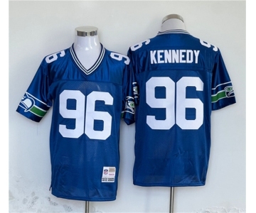 Men's Seattle Seahawks #96 Cortez Kennedy Blue Throwback Football Stitched Jersey