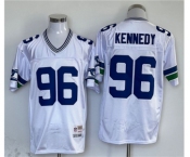 Men's Seattle Seahawks #96 Cortez Kennedy White Throwback Stitched Football Jersey