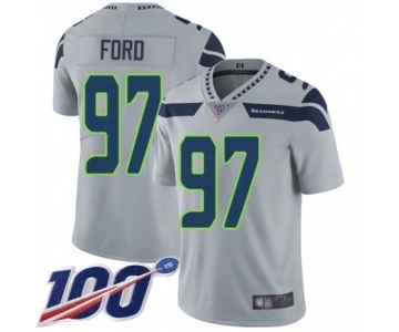 Men's Seattle Seahawks #97 Poona Ford Grey Alternate Vapor Untouchable Limited Player 100th Season Football Jersey