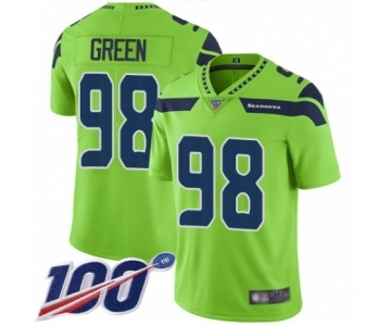 Men's Seattle Seahawks #98 Rasheem Green Limited Green Rush Vapor Untouchable 100th Season Football Jersey