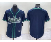 Men's Seattle Seahawks Blank Navy Blue Stitched MLB Cool Base Nike Baseball Jersey