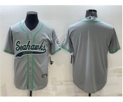 Men's Seattle Seahawks Gray With Patch Cool Base Stitched Baseball Jersey