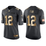 Nike Seattle Seahawks #12 12th Fan Anthracite 2016 Christmas Gold Men's NFL Limited Salute to Service Jersey