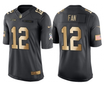 Nike Seattle Seahawks #12 12th Fan Anthracite 2016 Christmas Gold Men's NFL Limited Salute to Service Jersey