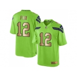 Nike Seattle Seahawks #12 Fan Green Men's Stitched NFL Limited Gold Rush Jersey