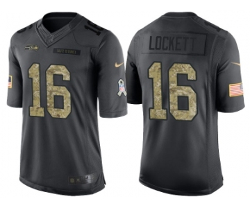 Nike Seattle Seahawks #16 Tyler Lockett Men's Stitched Black NFL Salute to Service Limited Jerseys