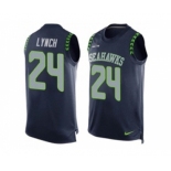 Nike Seattle Seahawks #24 Marshawn Lynch Steel Blue Team Color Men's Stitched NFL Limited Tank Top Jersey