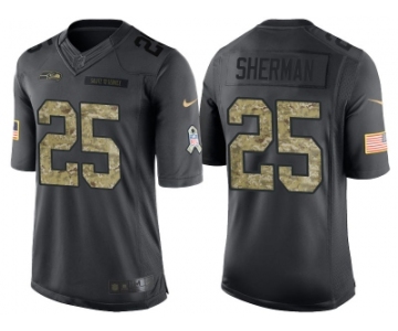 Nike Seattle Seahawks #25 Richard Sherman Men's Stitched Black NFL Salute to Service Limited Jerseys