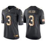 Nike Seattle Seahawks #3 Russell Wilson Anthracite 2016 Christmas Gold Men's NFL Limited Salute to Service Jersey