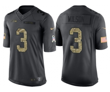 Nike Seattle Seahawks #3 Russell Wilson Men's Stitched Black NFL Salute to Service Limited Jerseys